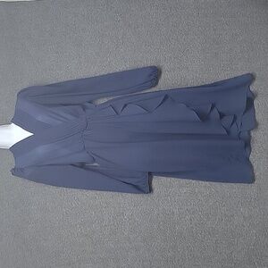 Lizzy & Johnny Blue Vintage Dress Semi Sheer Womens Size 10 Belted